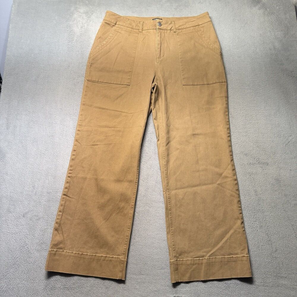 Flamingals Womens 2XL Brown Wide Leg Pants High Rise Chino Stretch Casual